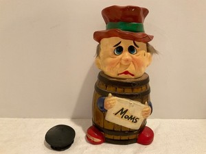 Vintage Bank Bisque Ceramic Cold Painted “Moms” barrel man after taxes JAPAN