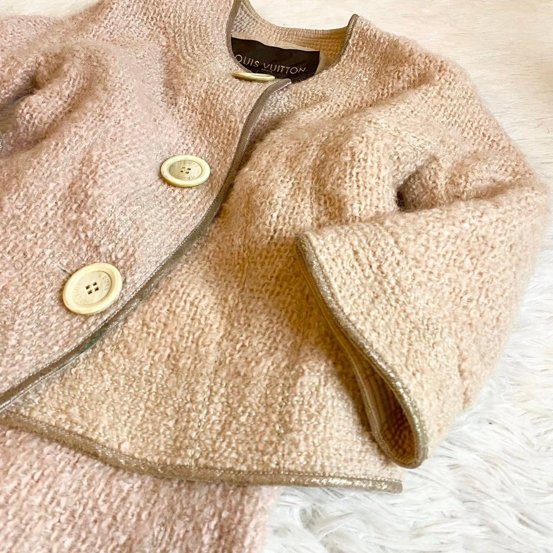 LOUIS VUITTON（LV） Louis Vuitton Set Tuta Gonna Rosa Beige Abito Formale Autentico Francia Taglia 36