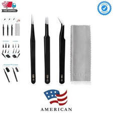 3PCS Precision Tweezers Set, Stainless Steel Anti-Static ESD Tweezes, Suitab...