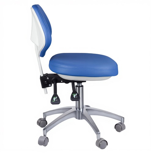  360° Rotation Dental Arztstuhl Mikrofaser Leder Zahnarzt Hocker + Rückenlehne - Bild 3 von 12