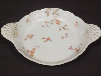 Handpainted Haviland Limoges Shell Handle Flat Bottom Dish (#7)