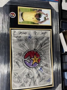 OBO: Mario Lemieux Celebrity Golf Tournament Pin Flag with 34 Autographs Framed