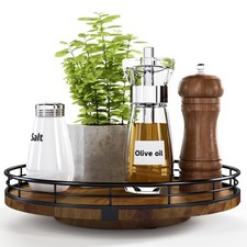 Farmhouse Oak 10" Lazy Susan Turntable Organizer - Kitchen, Pantry, Dining Table