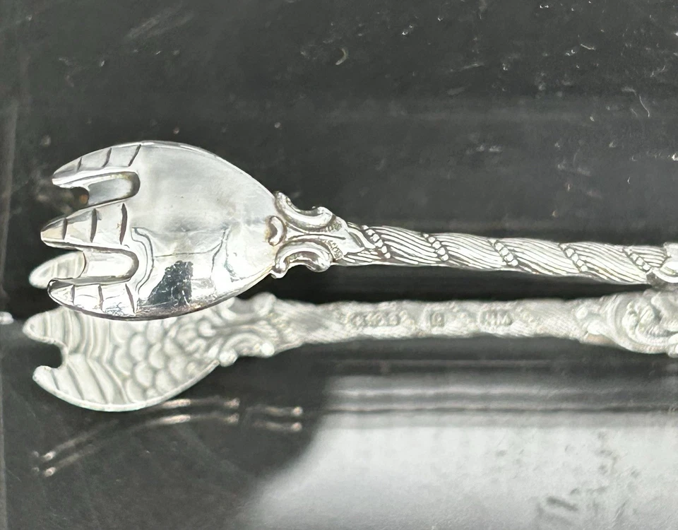 Pinzas de azúcar antiguas Bradrene Lohn - Bergen noruegas de plata, 14,46 g Foto 4 de 4