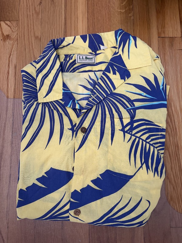VTG Rare 70s LL Bean Hawaiian Camp Collar Shirt  Floral Aloha SZ XL