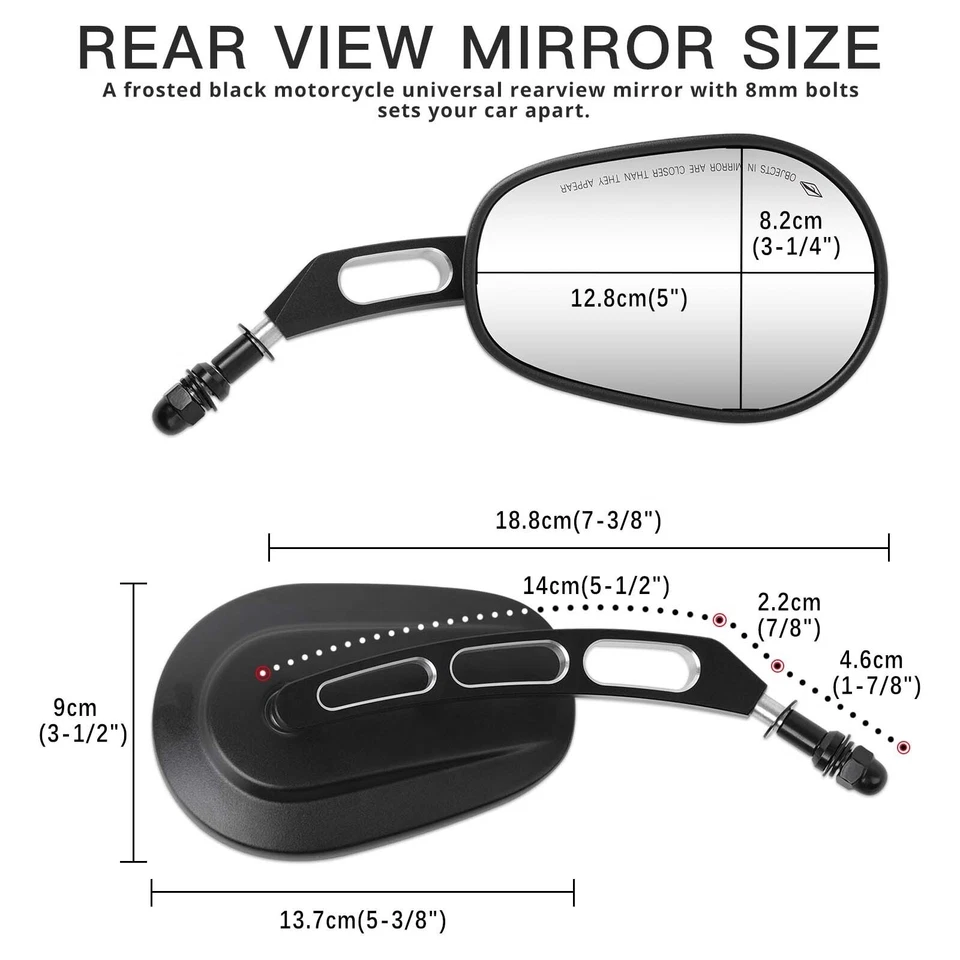 Espejos retrovisores negros de 8 mm para motocicleta Harley Heritage Softail Classic FLSTC Foto 3 de 4