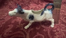 Antique Flow Blue Porcelain Cow Creamer