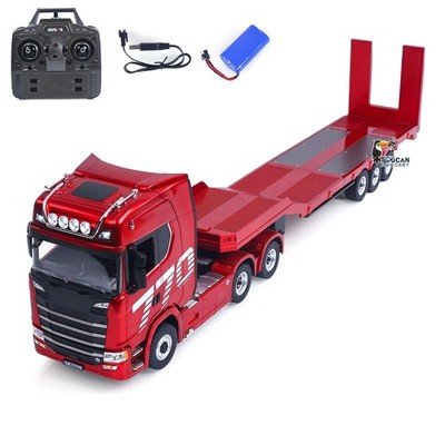 RTR 1/18 RC Tractor Truck 770S 3Axle Plastic Semi Trailer Flatbed Battery Sound
