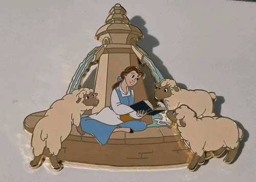 DISNEYLAND PARIS BELLE READING WITH SHEEP AT FOUNTAIN JUMBO PIN NIB