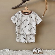 Baby Boy Girl Cute Bear Short Sleeve Shorts Two-Piece Summer Casual Suit