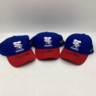 3 x NRL Newcastle Knights 2023 Member Caps Signed by Tony Butterfield TE#8769