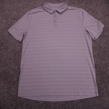 Lululemon Polo Shirt Mens XL Gray Striped Short Sleeve Athletic Performance Golf