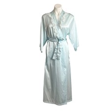 Barbizon Robe Vintage Long Embroidered Lace Detail Cuddleskin Womens Size Small