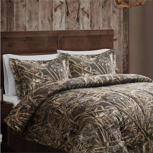  Juego de edredón camuflaje Realtree Max-5, tela de polialgodón premium, cama de camuflaje  Foto 3 de 4