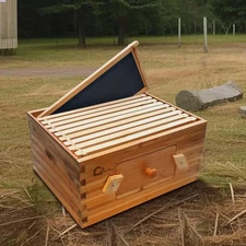 10-Frame Deep Brood Box Wax Coated Bee Hives w/ Beehives Frames Wax Foundation