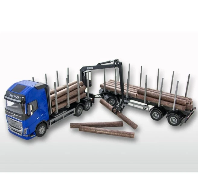 EMEK - Camion bleu avec grue de chargement et remorque transport de bois – VO... - Photo 1/1