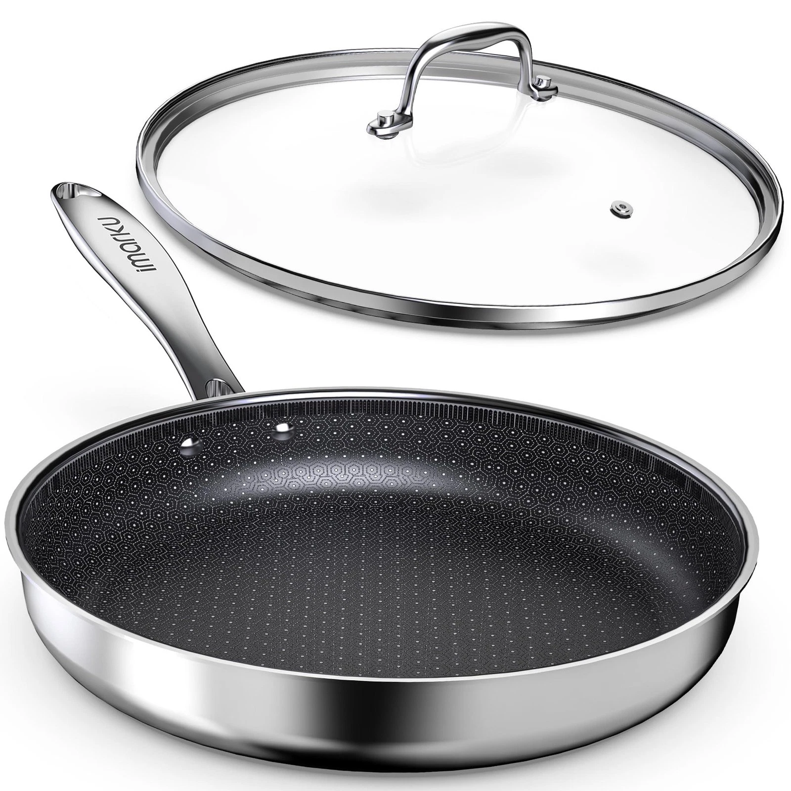 IMARKU NON STICK FRYING PANS 12" STAINLESS STEEL PAN I-PFP0582 - SILVER
Opens in a new window or tab