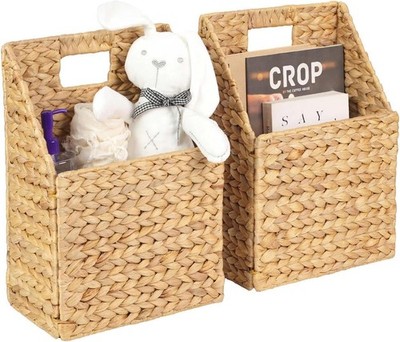 Wicker Hanging Storage Basket (10,5''Lx6,5''Wx13''H), Set of 2 Wall Baskets, Wat...