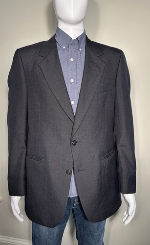 Bill Blass, Vintage Bill Blass Blazer Size 44R Black Check Wool Blend ACTWU Union USA 1980s