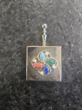 Vintage Portable Purse Pocket Ashtray Metal With Handle. Swirl Design On Lid