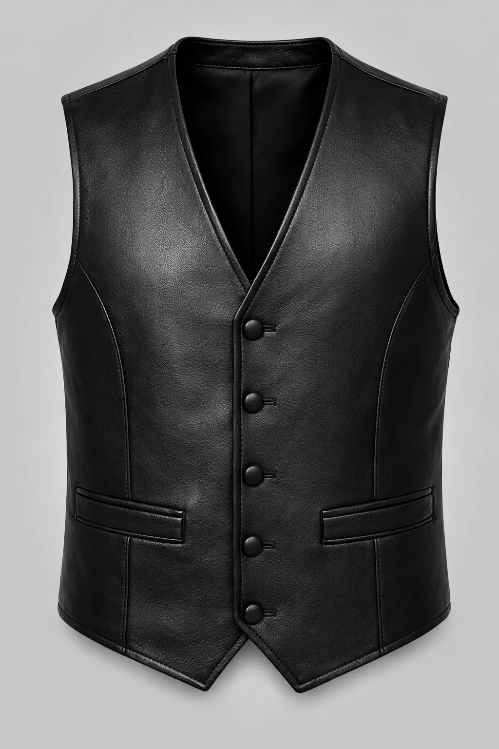 Real Lambskin Leather handmade Vestcoat For Men's