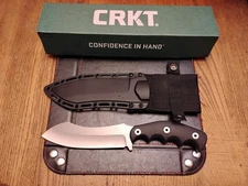 CRKT KOMMER CATCHALL Sheepsfoot Blade, Rubberized GRN Handles,Thermoplast Sheath