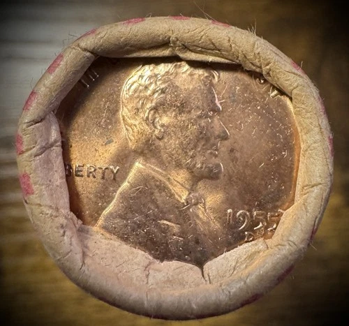 1955-D Lincoln Wheat Cent Penny Red Uncirculated Roll Of 50 Coins