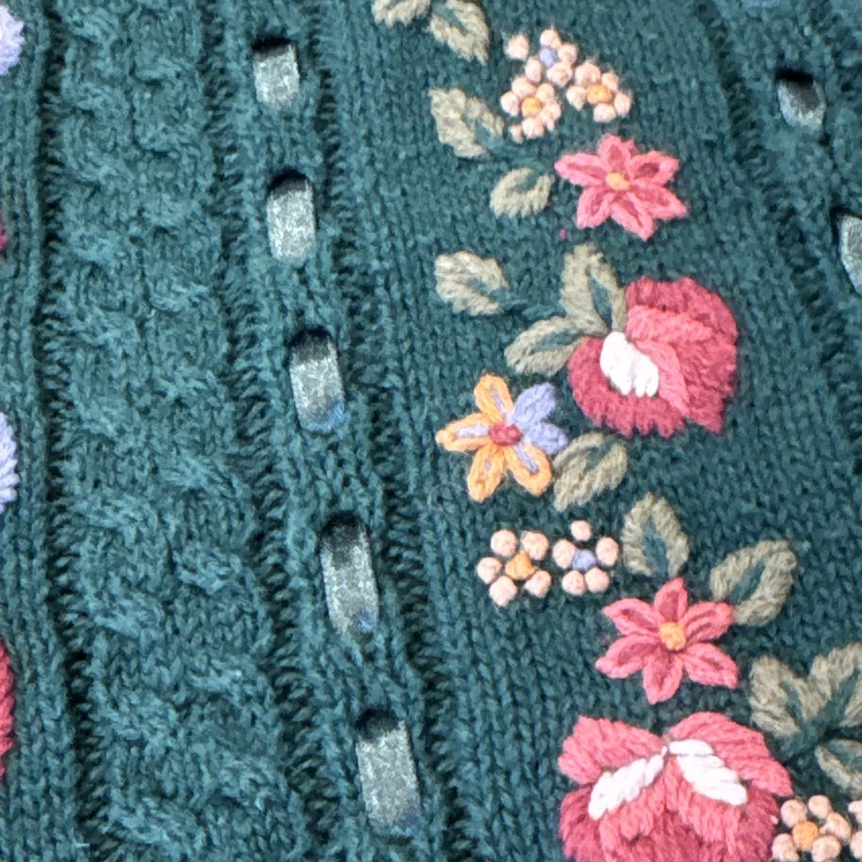 Chaleco Suéter Capacidad Bordado Años 90 De Colección Colores Otoño Grandmacore/cottagecore L Foto 2 de 4