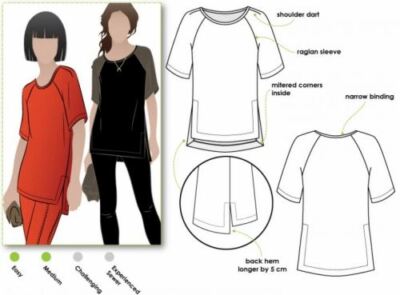 Style Arc Schnittmuster Meg Raglan T-Shirt Größen 18-30