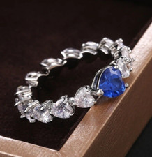 Silver Plated Wedding Ring For Valentine Gifts 2.15 Ct Simulated Sapphire Ring