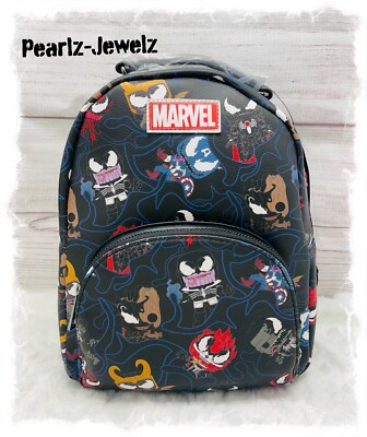 Loungefly Marvel Venom Chibi Characters Allover Print AOP Mini Backpack NWT  - Main Image