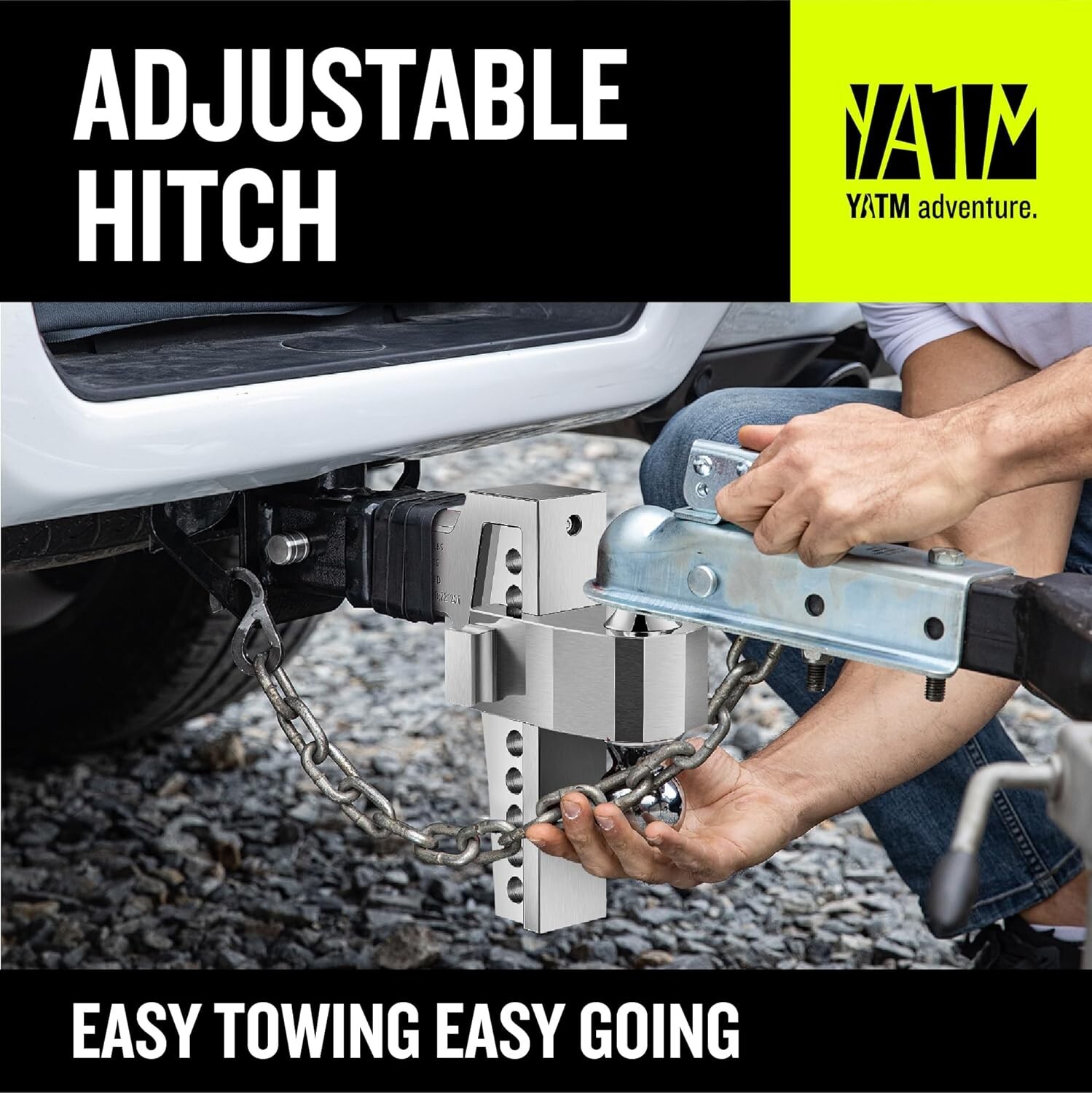 Adjustable Hitch Fits 2.5 Inch Receiver 8" Drop/Rise Trailer Hitch Ball