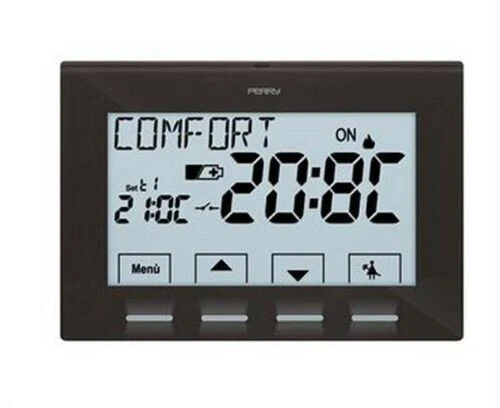 PERRY 1TP TE028A NEXT TERMOSTATO DIGITALE DA PARETE NERO A BATTERIE