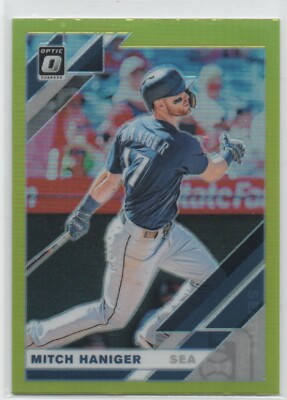 2019 Donruss Optics LIME GREEN HOLO #146 Mitch Haniger SEATTLE MARINERS 7
