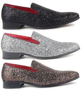 Mens Sparkling Slip-on Shoes, Glitter Sequin Party wear, Diamond Loafer Footwear