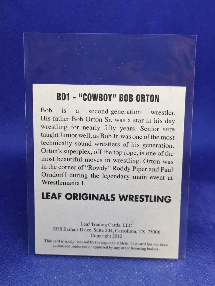 2012 Leaf Originals Wrestling Bob Orton #BO1 Auto - Image 2 of 2