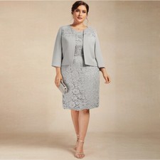 Plus Size Mother of the Bride Dress Two Piece Lace Sheath Wedding Guest Gowns