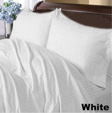 EGYPTIAN COTTON COOL 1000 THREAD COUNT SHEET FOR BED WHITE STRIP FULL/QUEEN/KING