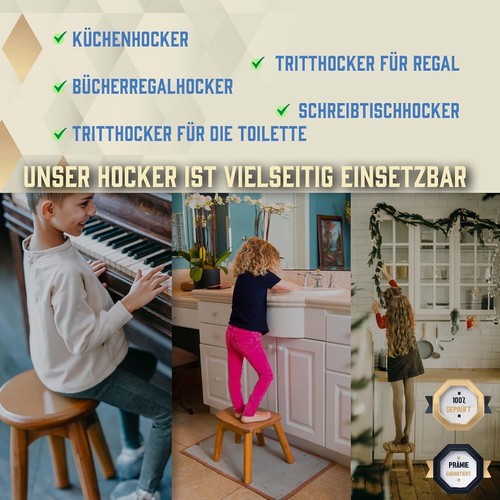 Kinderhocker Holz 25 cm mit Tiermotiv Kinderstuhl kleiner Hocker für Kinder - Bild 45 von 155