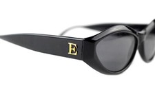 NOS 80s Ellen Tracy vintage cat eye sunglasses black gold unisex OG DS Austria