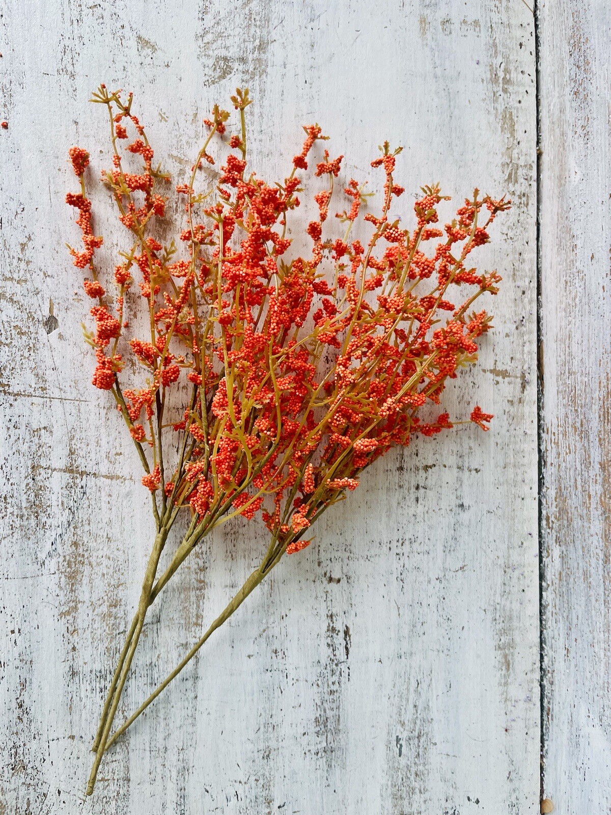 Orange Wildflower Pick, 13” Set Of 3 Country Farmhouse Decor Floral Arrangements