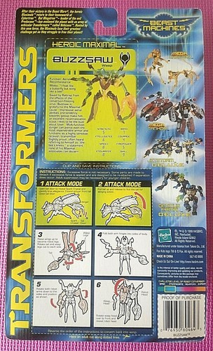Transformers Beast Machines Heroic Maximal BUZZSAW 2000 Basic Ships WORLDWIDE - Picture 7 of 7