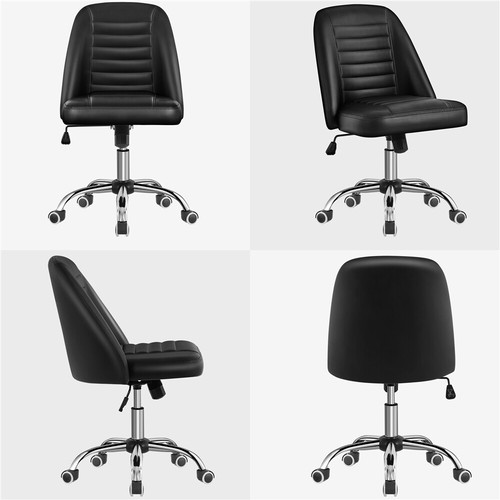 Armless Office Desk Chair Mid Back Task Chair with Chrome-plated Metal Base - Picture 29 of 47