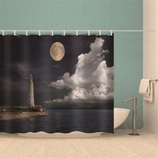 Gray Tree Tower Series 3D Shower Curtain Waterproof Fabric Bathroom Decoration