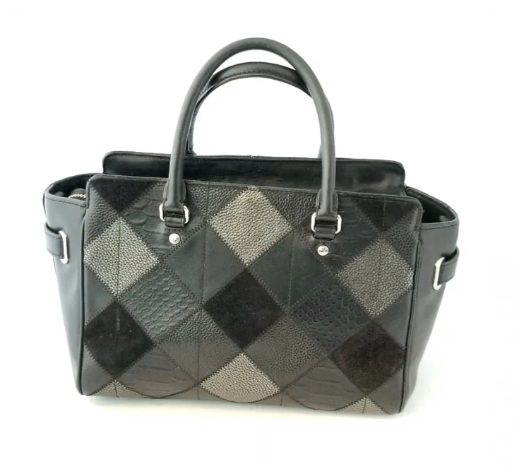 Coach Black BlakeLeather & Suede Patchwork Turn Lock Detail Tote