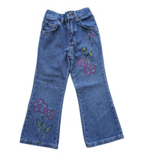 Y2k VTG Flower Bell Bottoms Flared Denim Pants Arizona Jean Co Size 4 Toddler