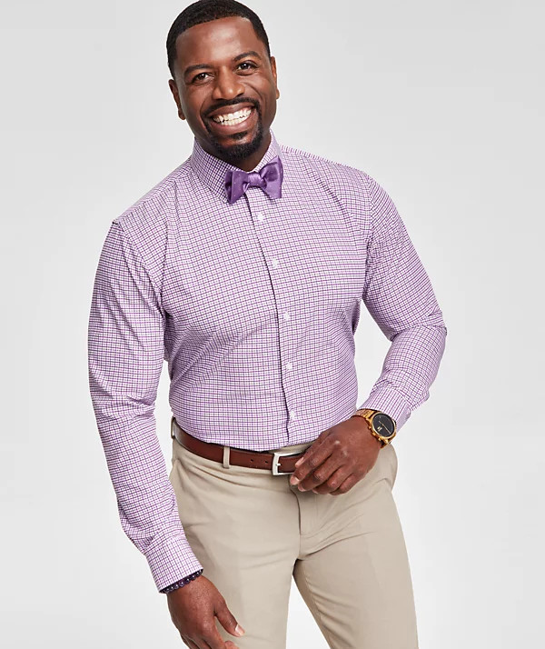 Мужская рубашка в клетку Tayion Collection Purple Gold, мульти, 17-17,5 дюймов, 34-35