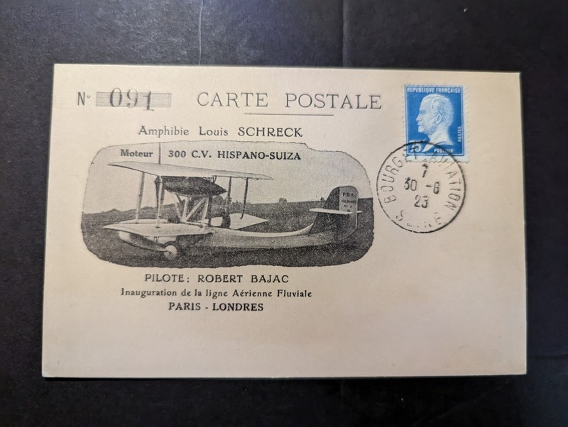 1925 France Aviation Postcard Cover Hispano Suize Amphibie Louis Schreck