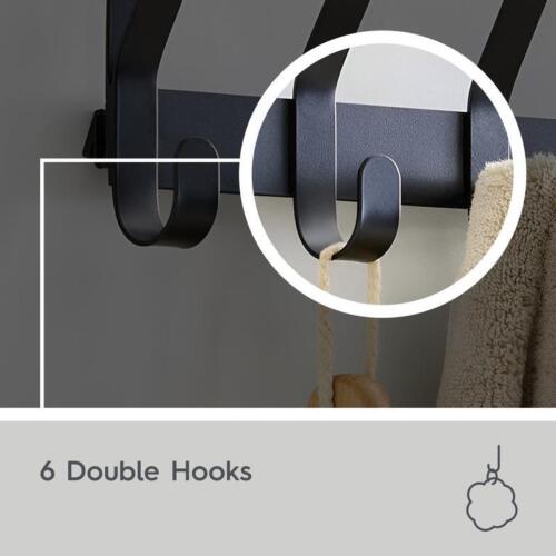Over Door Hook Rack 6 Double Hooks Towel Robe Organizer Heavy Duty Tool Free New - Picture 4 of 7