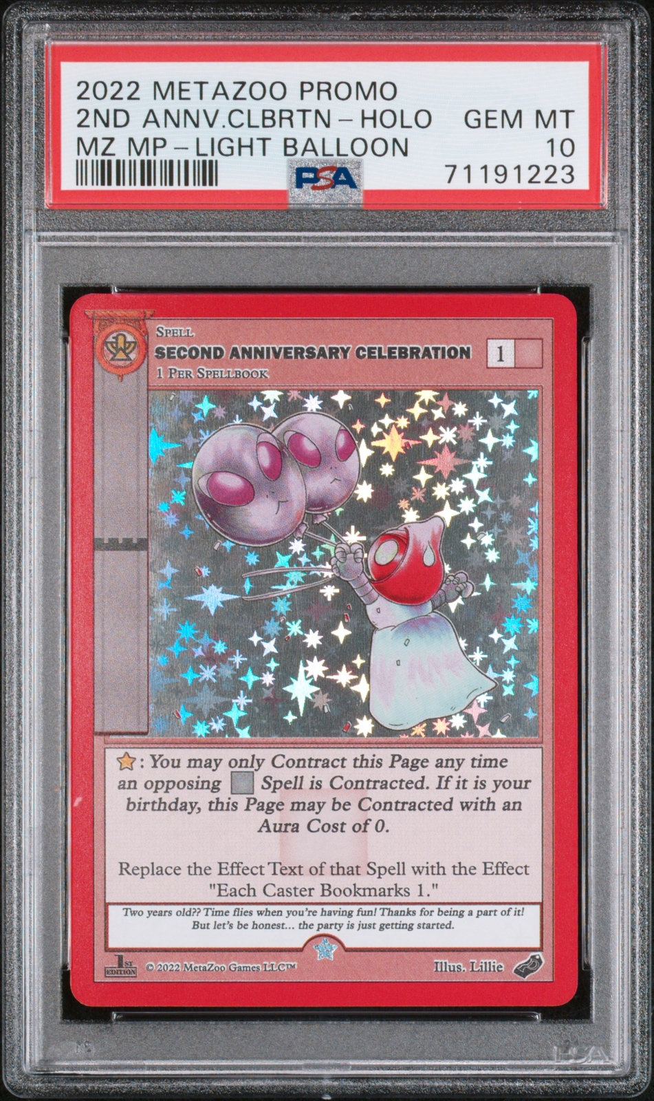 2022 METAZOO PROMO SECOND ANNIVERSARY CELEBRATION-HOLO PSA 10